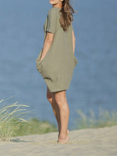 Load image into Gallery viewer, Vestido feminino simples de linho de algodão cor sólida
