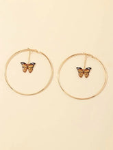 Load image into Gallery viewer, 1 Pair of Butterfly Hoop Earrings
