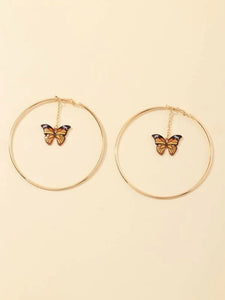 1 Pair of Butterfly Hoop Earrings