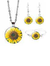 Load image into Gallery viewer, Sunflower Time Gem Colar Brinco Brinco Pulseira Conjunto de Joias
