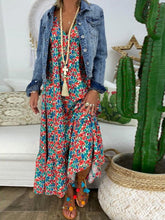 Load image into Gallery viewer, Vestido feminino com estampa boêmia com decote em V
