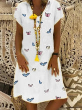Load image into Gallery viewer, Vestido com estampa borboleta com decote em V
