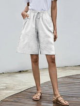 Load image into Gallery viewer, Shorts de lino con bolsillo de talla grande para mujer
