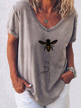 Load image into Gallery viewer, Breathable short-sleeved cotton T-shirt with Little Bee Let it print
