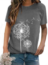 Load image into Gallery viewer, Women's Dandelion Print Loose Short Sleeve Round Neck T-Shirt
