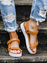 Load image into Gallery viewer, Sandalias planas de verano con velcro y leopardo para mujer

