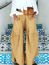 Load image into Gallery viewer, Wide irregular pants with large linen pockets
