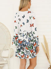 Load image into Gallery viewer, Vestido de mujer con cuello en V y manga larga con estampado de mariposas
