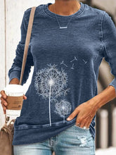 Load image into Gallery viewer, Dandelion Print Round Neck Long Sleeve Women's Sweater
