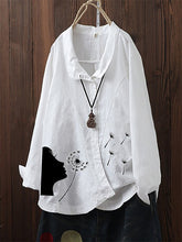 Load image into Gallery viewer, Camisa de diente de león estampada de manga larga irregular para mujer

