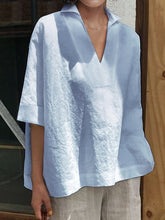 Load image into Gallery viewer, Blusa manga curta de algodão e linho

