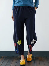 Load image into Gallery viewer, Cotton and linen casual pants with elastic waist for women, plus size
