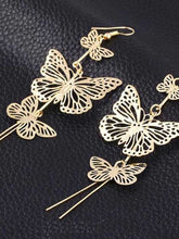 Load image into Gallery viewer, Pendientes largos con borlas de mariposa de varias capas
