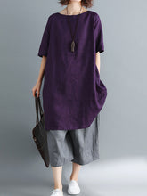 Load image into Gallery viewer, Short sleeve round neck tunic shirts
