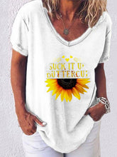 Load image into Gallery viewer, Suck it up Buttercup Letter Girasol Estampado de manga corta T Blood
