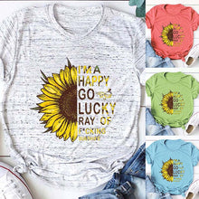 Load image into Gallery viewer, I AM HAPPY Sunflower Print T-Shirts
