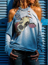 Load image into Gallery viewer, Camiseta feminina estampada em couro de vaca
