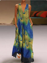 Load image into Gallery viewer, Vestido largo sin mangas de pavo real
