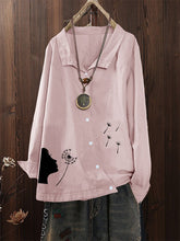 Load image into Gallery viewer, Camisa de diente de león estampada de manga larga irregular para mujer
