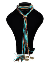 Load image into Gallery viewer, Metal Rice Pearl Necklace Sweater Chain Necklace with Tassels
