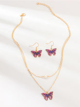 Load image into Gallery viewer, Women's Butterfly Necklace and Earrings Set
