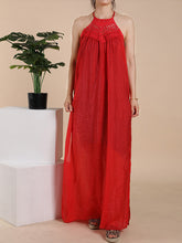 Load image into Gallery viewer, Vestido feminino com recortes em algodão e renda rendada
