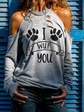 Load image into Gallery viewer, I WUF YOU Off Shoulder Dog Paw Print Top
