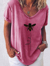Load image into Gallery viewer, Breathable short-sleeved cotton T-shirt with Little Bee Let it print
