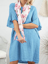 Load image into Gallery viewer, Short-sleeved dress with ruffles and round neck
