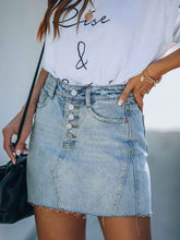 Load image into Gallery viewer, Women's Denim Skirt with American Flag Print Pocket
