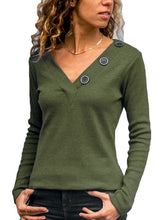 Load image into Gallery viewer, Women's Plain Long Sleeve V-Neck Top

