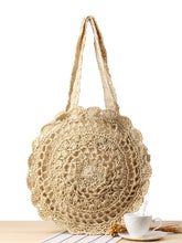 Load image into Gallery viewer, Bolso de playa de paja tejido a mano de crochet boho
