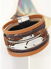 Load image into Gallery viewer, Women Metal Leaf Feather Special Extra Large Multilayer Leather Magnet Bracelet Buckle
