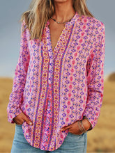 Load image into Gallery viewer, Blusa de manga larga con estampado boho de gran tamaño vintage

