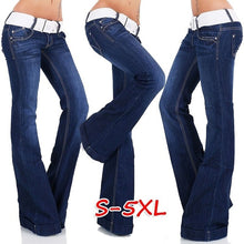 Load image into Gallery viewer, Jeans alargados em denim elástico
