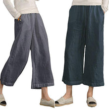 Load image into Gallery viewer, Calças largas de algodão com cintura elástica Shorts cortados
