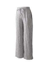 Load image into Gallery viewer, Calça feminina casual de algodão e linho com perna larga
