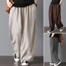 Load image into Gallery viewer, Wide leg baggy pants with wide pockets and elastic waist
