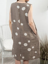 Load image into Gallery viewer, Women's sleeveless linen dress with dots
