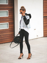 Load image into Gallery viewer, Women's Dinna Fash Sassenach Print Contrast Print Hooded Denim Jacket

