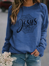 Load image into Gallery viewer, Long-sleeved sweater with Jesus mandala print

