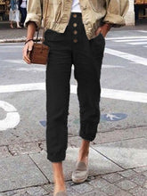 Load image into Gallery viewer, Pantalones holgados de algodón y lino para mujer
