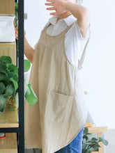 Load image into Gallery viewer, Retro lace-up linen and cotton apron dungarees
