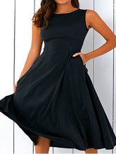 Load image into Gallery viewer, Moda feminina elegante vestido grande swing sem mangas

