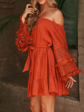 Load image into Gallery viewer, Vestido feminino de linho sem ombro
