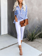Load image into Gallery viewer, Blusa casual estampada de manga longa com decote em V
