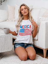 Load image into Gallery viewer, Camiseta casual do Dia da Independência com a bandeira da Merica
