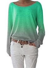 Load image into Gallery viewer, Camiseta degradada feminina de gola larga
