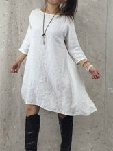 Load image into Gallery viewer, Women's Pure Color Cotton Short Sleeve Loose Dress

