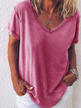 Load image into Gallery viewer, Camiseta larga e confortável com decote em V para mulheres
